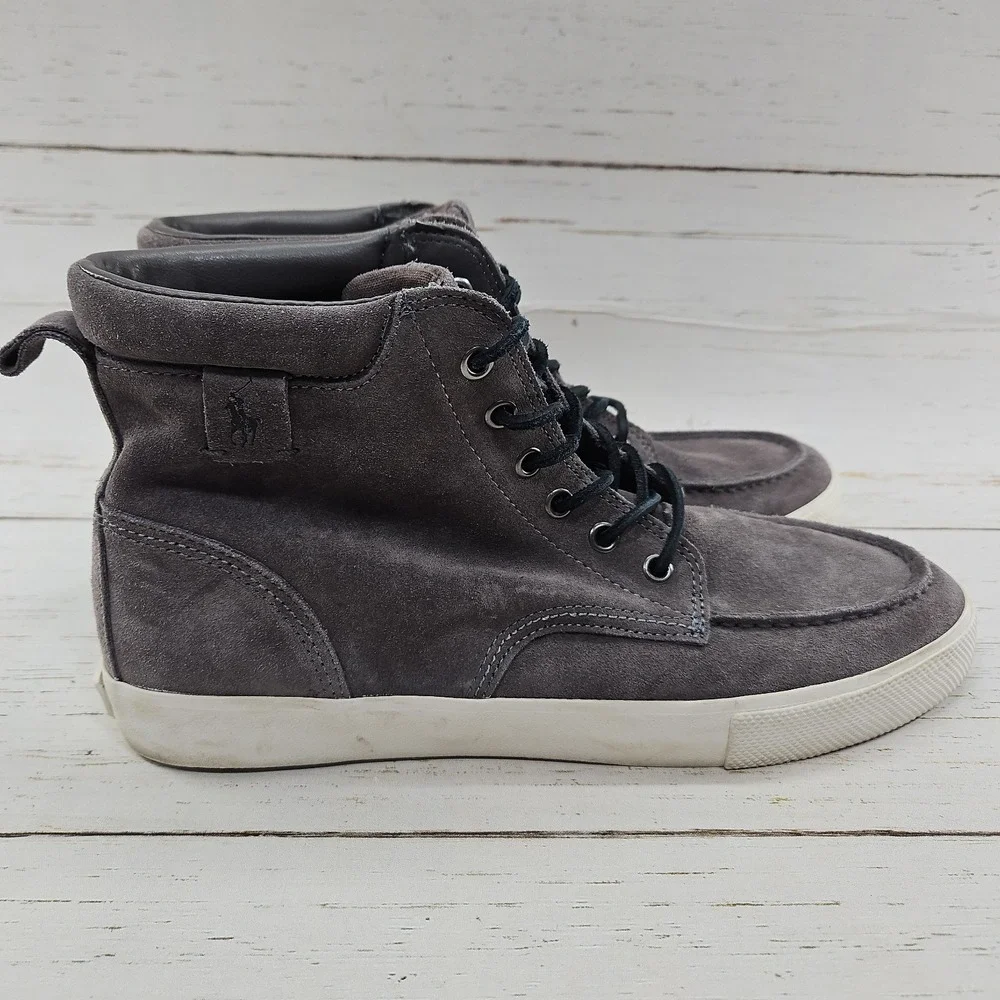 Polo Ralph Lauren Tedd Chukka Boots Mens 9.5 D Gray Leather Suede Hi Top Shoe‎